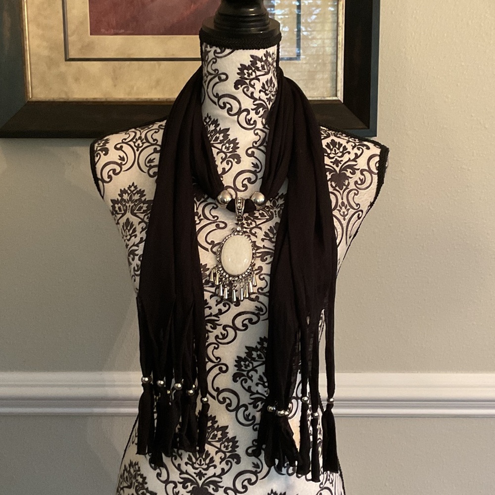 Elegant Black Fringe Scarf